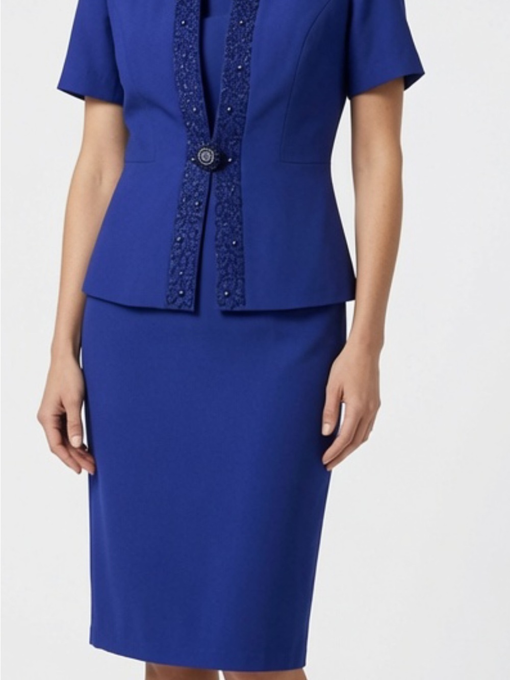 Vintage SL Fashions Royal Blue Pencil Dress Suit Classy Size 10.